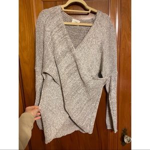 Front wrap grey sweater